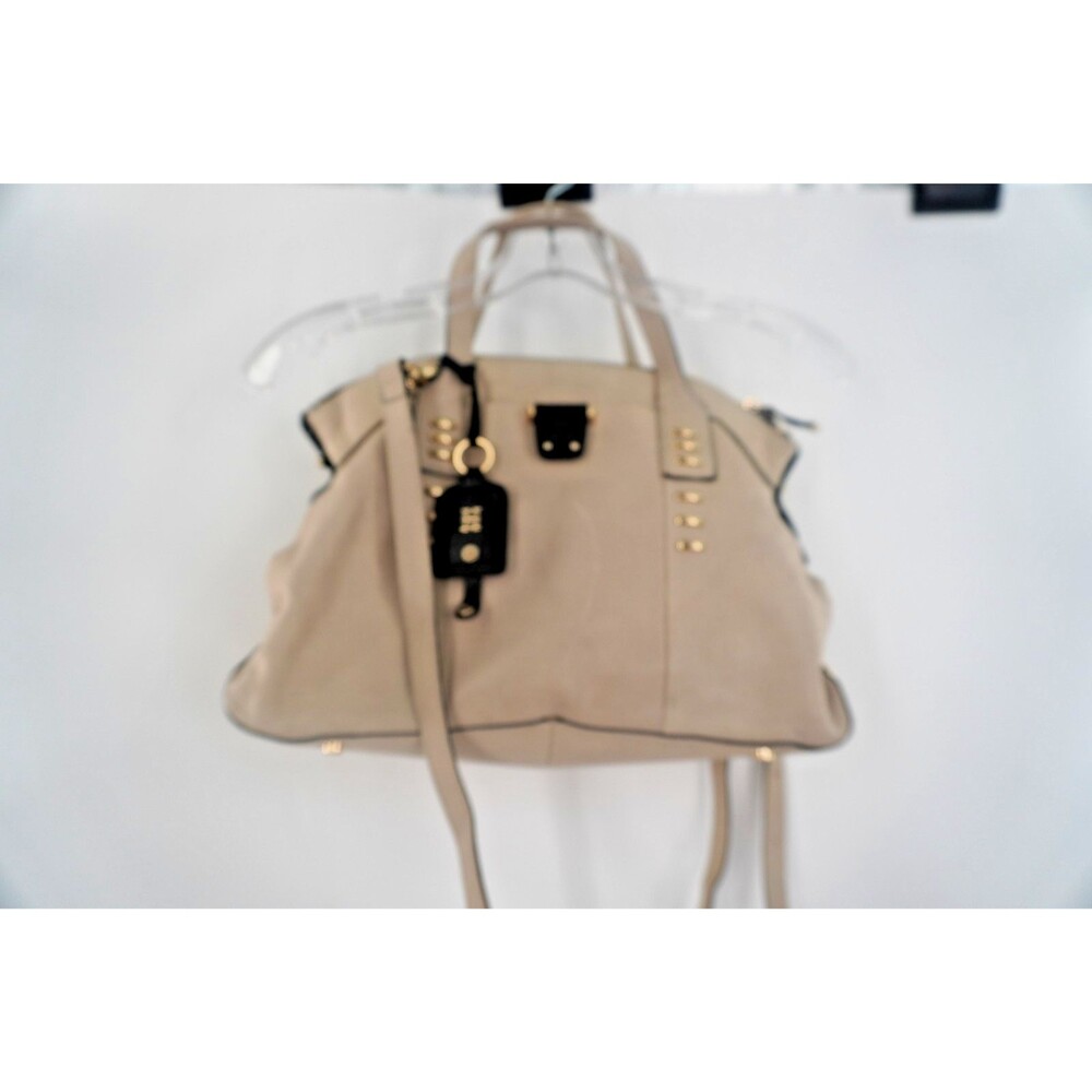 Joy Gryson IIIBeCa Beige Leather Studded Satchel Convertible Crossbody Bag